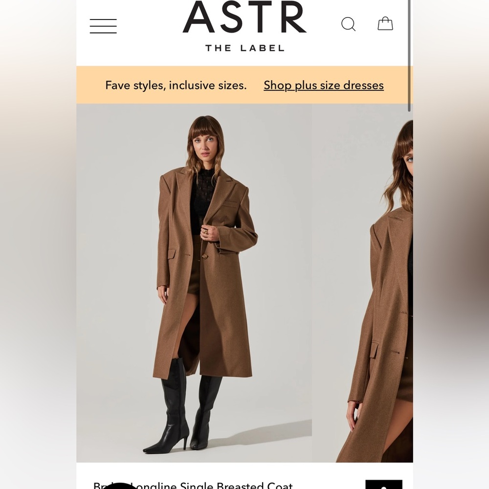 Astr Brylee Longline Single Breasted Coat - Walnut